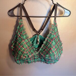 Torrid Teal Plaid Bralette with Black Straps